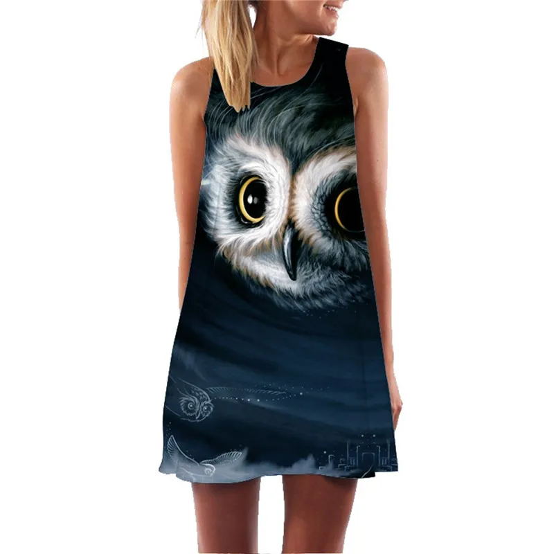 

2019 Summer Women Bohemian Print Sleeveless Loose Mini Dress Boho Mini Elegant Womens Clothing Casual Summer New