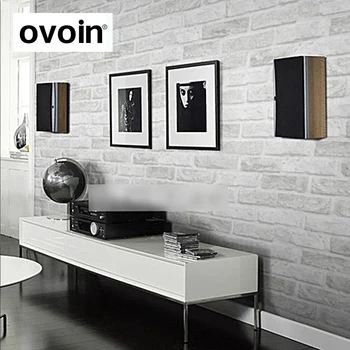 Vintage Embossed Wallpaper Brick Wall Roll Modern Grey White 3D Effect Brick Wallpaper For Walls,Living room Background Covering