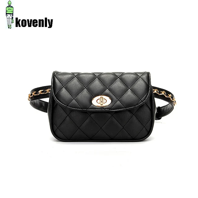 Women Waist Bag Pu Leather Fanny Pack Fashion Zipper Shoulder Chest Bag Female Plaid Jeans Belt Bags Travel Phone Hip Pouch 05