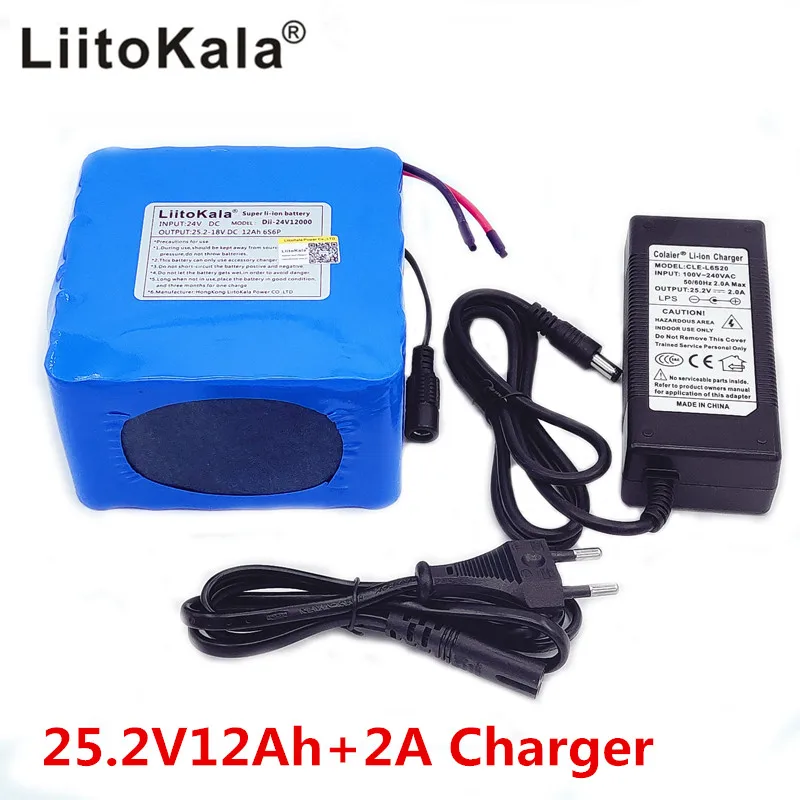 Liitokala 24 V 12ah 6S6P литиевая батарея 25,2 V 12ah литий-ионная батарея для аккумулятора 350 W E мотоцикла 250 W двигателя