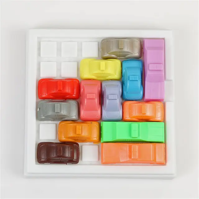plastic car a kids toys traffic jam slide car brain teaser puzzle iq