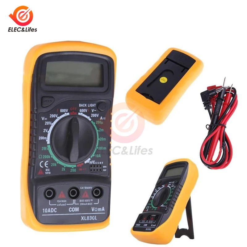 

Portable Digital Multimeter XL830L Backlight AC/DC Ammeter Voltmeter Ohm Tester Meter Handheld LCD Multimetro Voltage Current