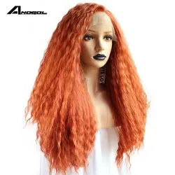 Anogol натуральный полный волосы длинные странный вьющиеся свободная часть Оранжевый Парики высокого Температура волокна синтетические