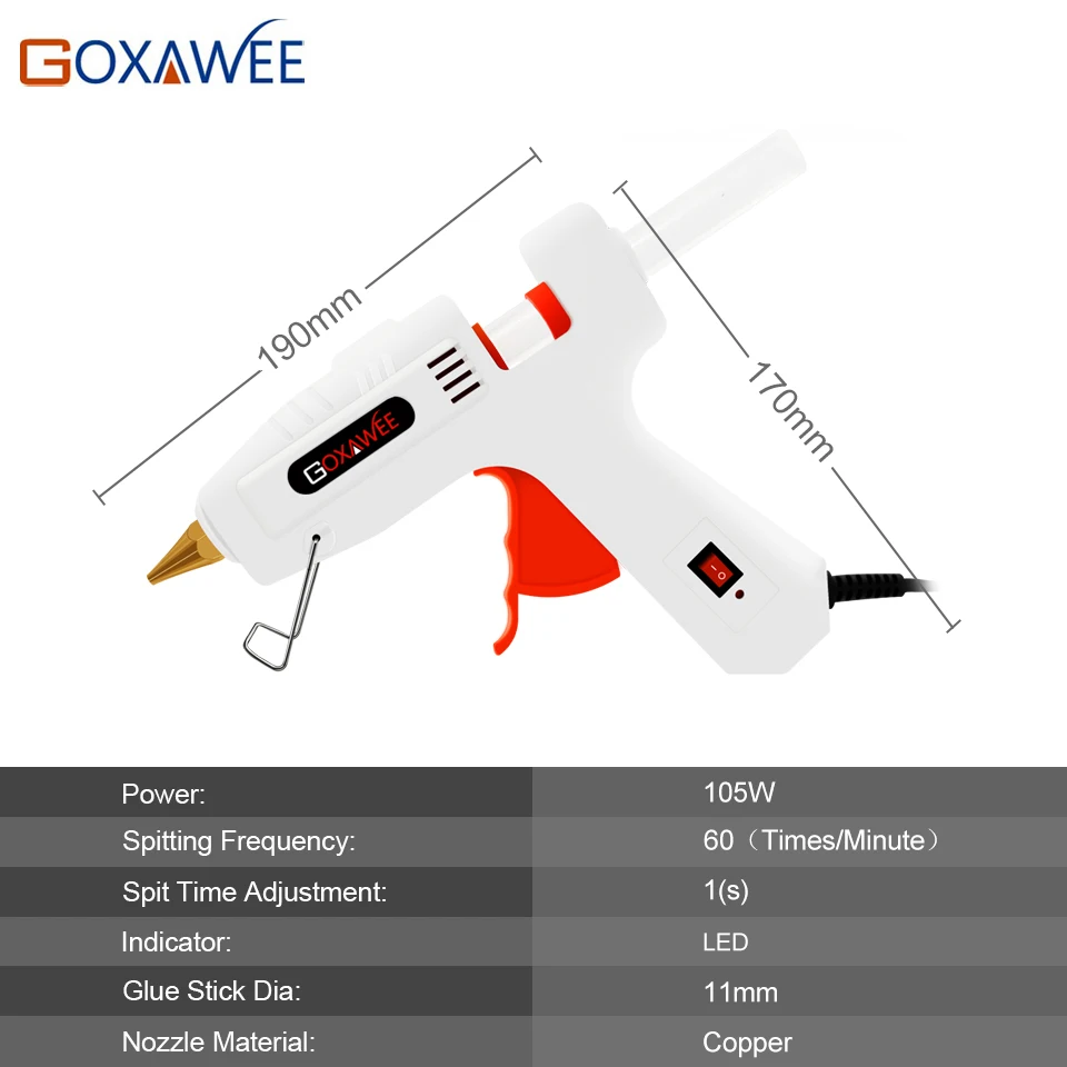 Goxawee Профессиональный термоплавкий клеевой пистолет набор с 22 шт. горячий клеевой пистолет палочки медные наконечники и подставки ножи для ремонта DIY Инструменты