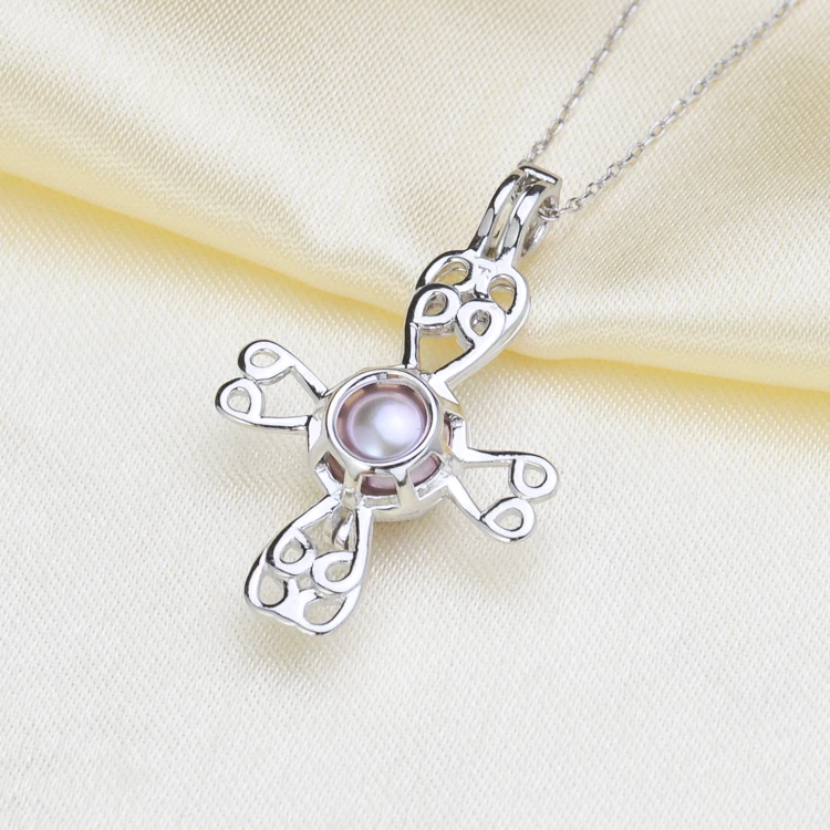 

925 Sterling Silver Pearl Cage Pendant Settings Findings Cross Pendant Mountings Women Accessories Female Lady Girls' Jewwelry