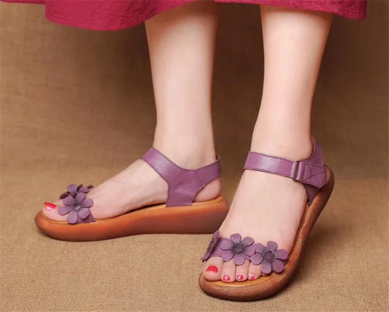 TIMETANG/женские Босоножки с открытым носком из натуральной кожи; Летняя обувь ручной работы; сандалии в национальном стиле; сандалии в стиле ретро