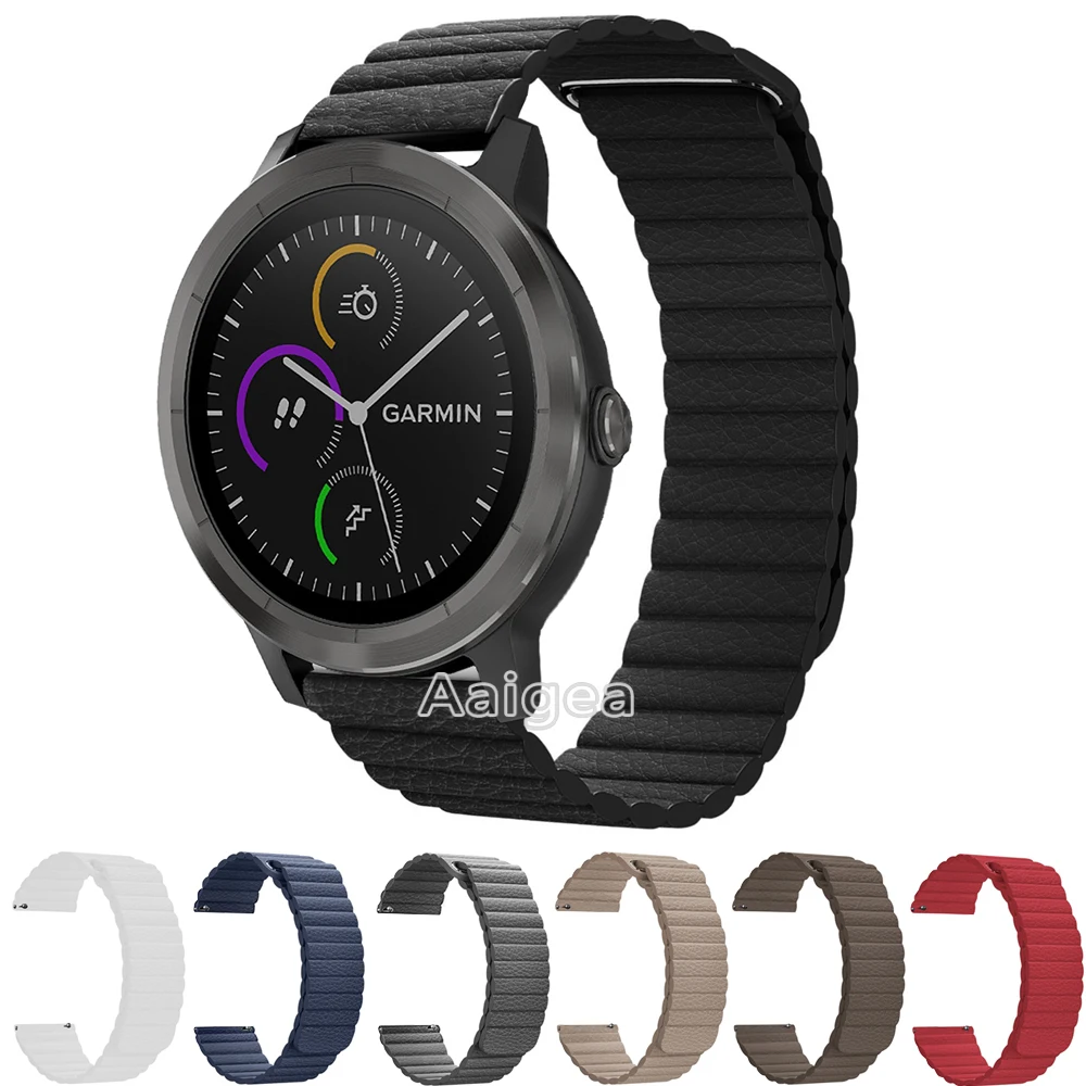 Ремешок из натуральной кожи с магнитной петлей для Garmin Vivoactive 3, умные часы, застежка-Пряжка, браслет, браслет для vivoactive 3