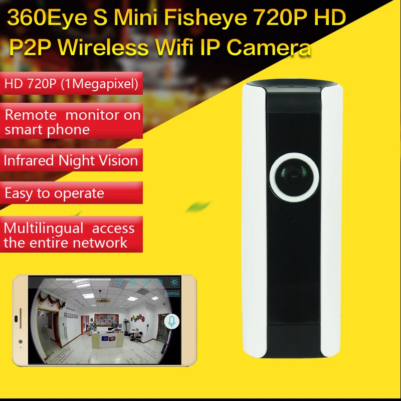 

CCTV IR Wifi 720P IP Camera Panoramic Fisheye Lens 180 Degrees Wireless Network Security Camera Night Vision with Speaker