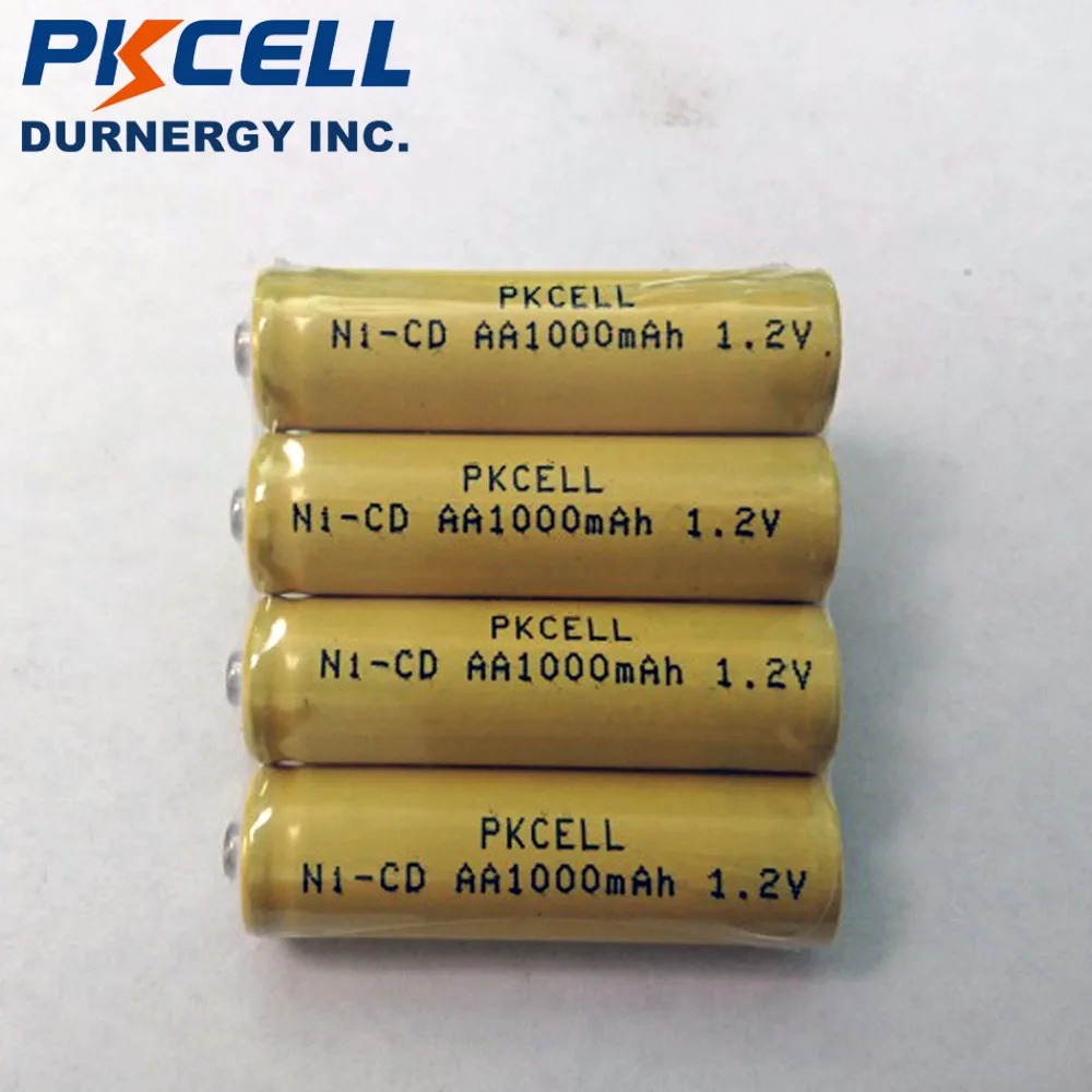 4 шт. PKCELL 1000mAh 1,2 V AA NiCd аккумуляторные батареи с кнопкой сверху