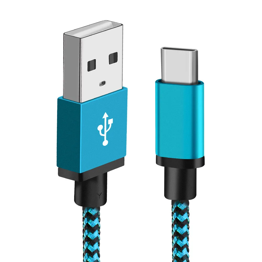 1 м/2 м usb type C кабель для samsung M30 A70 A50 A40 A30 Быстрая зарядка type-C шнур для передачи данных зарядное устройство USB-C для Xiaomi Mi 8 9 SE CC9 9 T - Цвет: Синий
