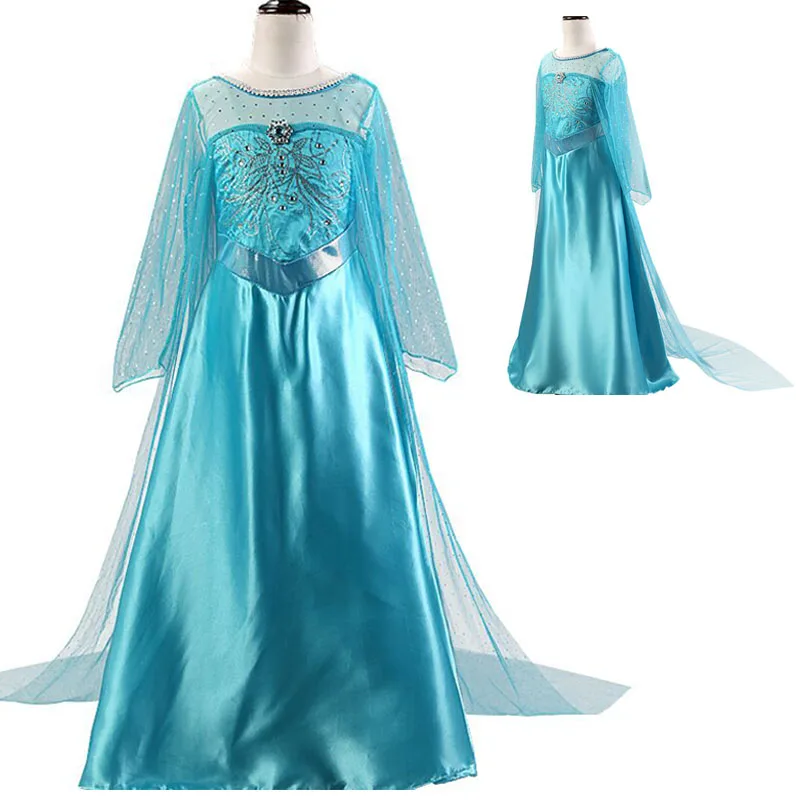 Girls Princess Dresses 2016 Elsa Party Dress Kids Autumn Cosplay Costume Girl Children Clothes vestidos roupas