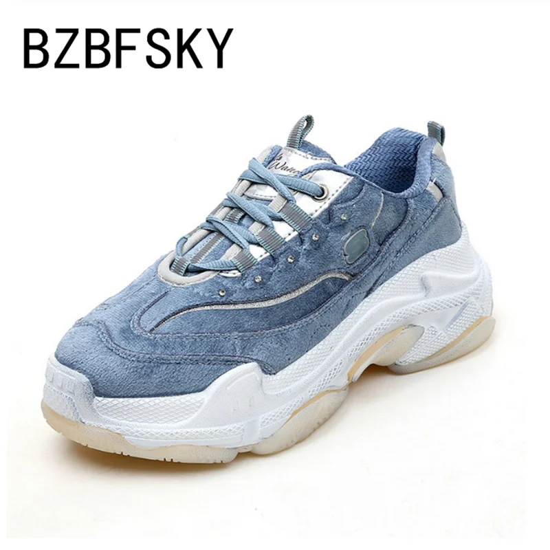 

BZBFSKY New Fashion Flat Heels Shoes Woman Spring Western Style Women Casual Sport Sneakers Female Letter S Claccis Blue Flats