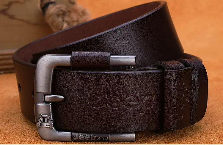 Jeepzero DPBrown LAUWOO, модный мужской повседневный ремень из натуральной кожи, высокое качество, Воловья кожа, Ретро стиль, ремень с пряжкой, дизайн, коричневые ремни - Цвет: Jeepzero DPBrown
