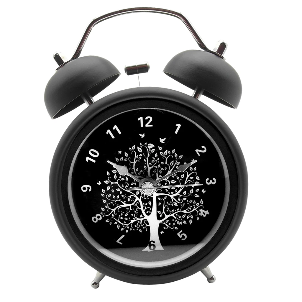 Classic Retro Twin Bell Silent Non-ticking Sweep Quartz Movement Loud Alarm Clock with Night Light for Bedroom Bedside Office