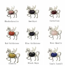 Cabujón de lapislázuli Diamante caballo colgante collar niña moda pareja piedra unicornio colgantes alas joyería(China)