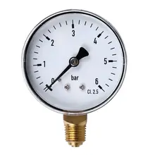 0-6 Bar Pressure Gauge Water Gas Air Pressure Compressor 1/4'' NPT Side Mount