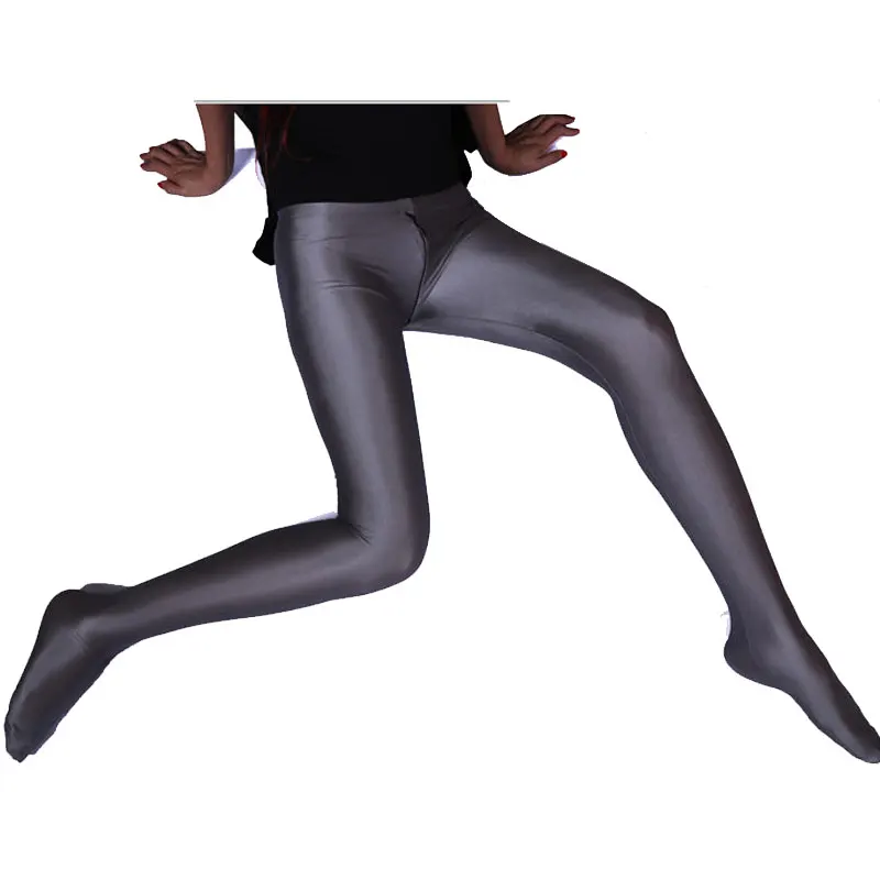Kopen Sexy Vrouwen Spandex Shiny Twee Manier Rits Open Kruis Leggings Volledige Lengte Lage taille Potlood Broek Erotische Lingerie Plus Size F45