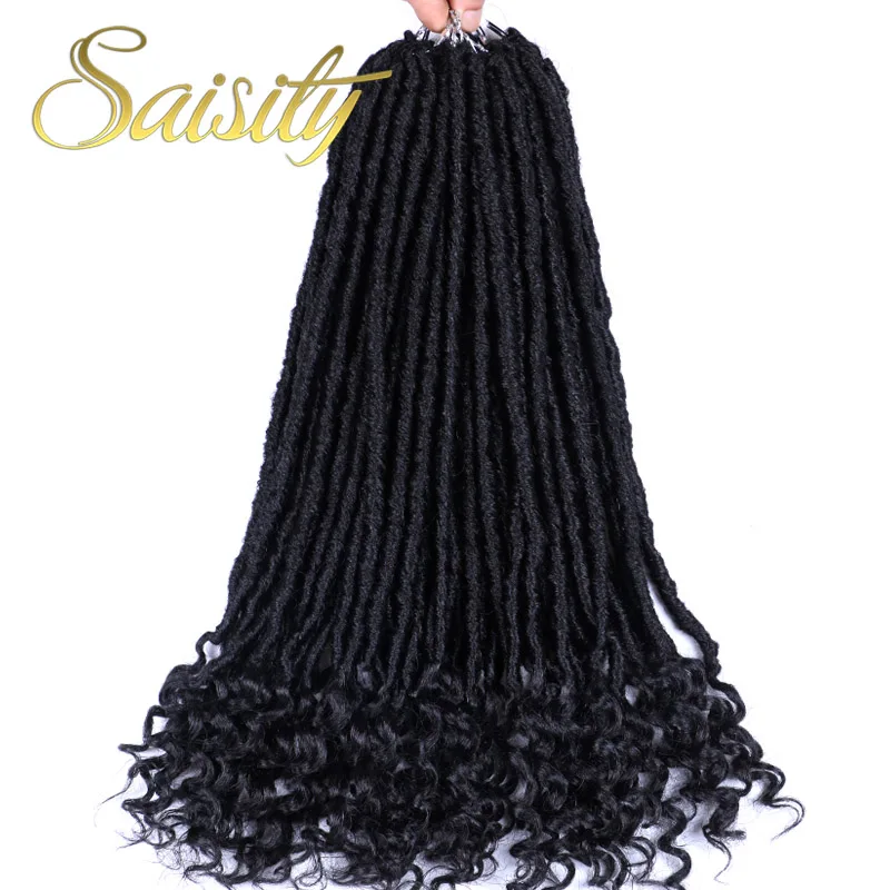 Saisity Faux locs Curly Jumbo DREAD косички волосы для наращивания 20 дюймов синтетические мягкие натуральные Loc прическа крючком волосы - Цвет: # 1B