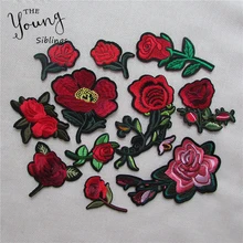 Горячее предложение, брендовые новые нашивки с вышитыми розами, железные нашивки для одежды, сделай сам, мотив, полосатая одежда, наклейки на заказ, значки