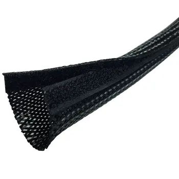 

1.8m Black size 32mm side Entry Cable Wrap Sleeving with Hook & Loop Fastener protecting PET wrap braided sleeving