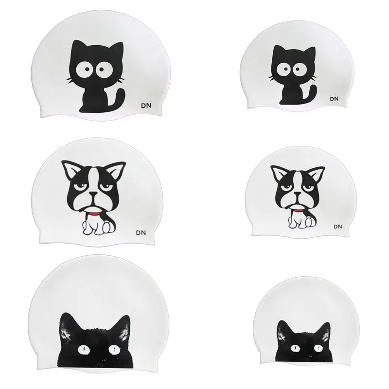 

Children Swimming Cap Cute Cartoon Animal Prints Waterproof Protect Ears Cover Soft Silicone Lightweight Unisex Swimming Cap
