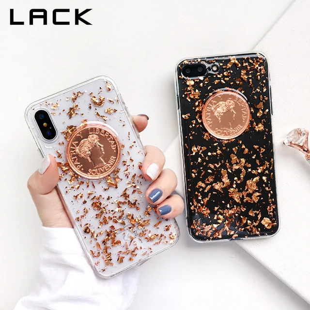 LACK Retro Gold Foil Phone Case For iphone 6 Case For iphone X 6S 7 8