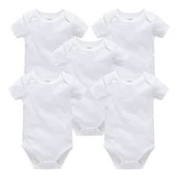 Kavkas 3PCS 5PCS Baby Boys Girls Clothes Solid White Short Sleeve Cotton Baby Bodysuits 1