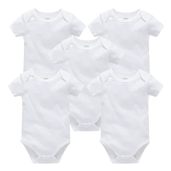 Kavkas 3PCS 5PCS Neonati maschi Vestiti per ragazze Solido Bianco Manica corta in cotone Tute per bambini body bebe 0-24 mesi Tuta neonato 1