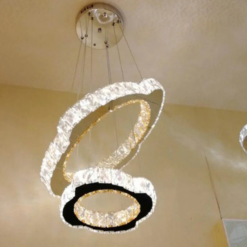

Crystal Restaurant Chandelier Line Cutting Modern Bar Staircase Restaurant Lights Tricolor Light with Remote led lighting lamps