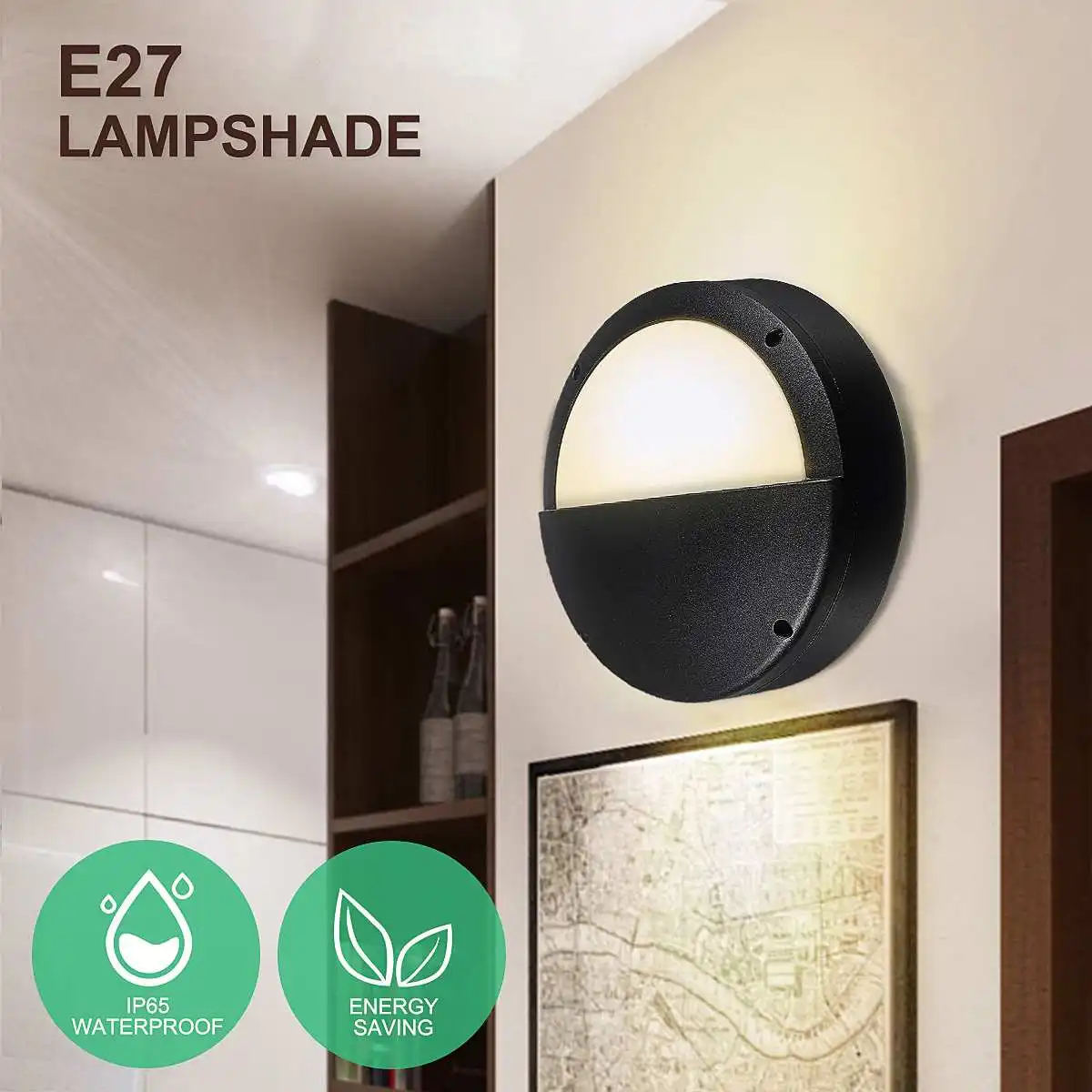 

Waterproof Wall Lampshade Hotel Villa Bedroom Bedside Wall Lamp Aisle Lamp LED Moisture-proof Wall Lamp Shell Bulb Not Included