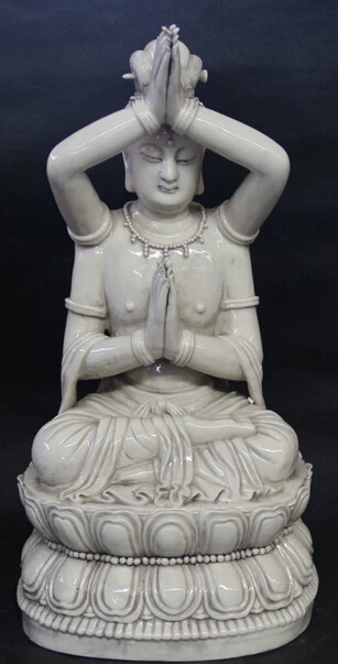 

JP S0524 15" Chinese De Hua Porcelain 4 Arms Kwan-yin Guan Yin Goddess Bless Pray Statue Discount 35%