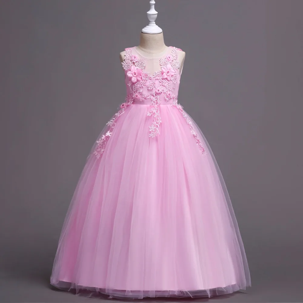 

Baby Girl Princess birthday Dress 4-14 Years Kids Sleeveless applique Dresses for Girl Toddler Children Fashion Clothing