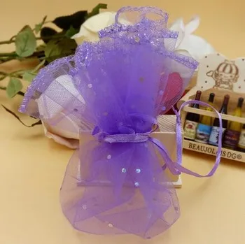 

200 Luxury Purple Organza Wedding Favour Candy Bag Jewellery Organizer Pouch