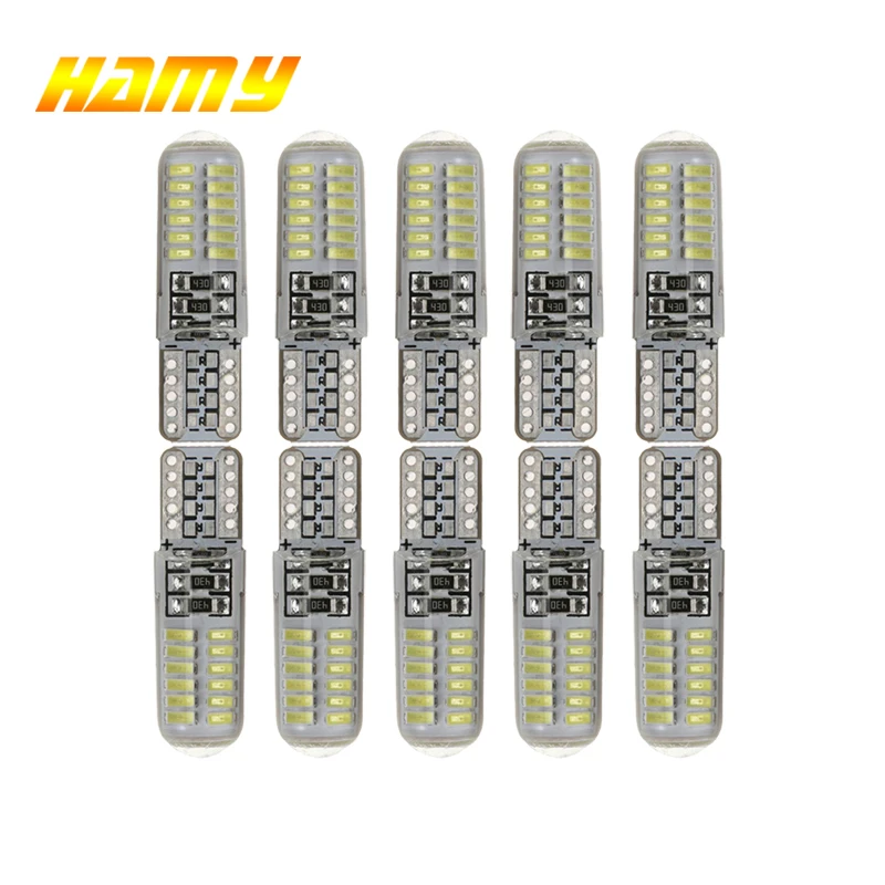 

10x Car LED T10 W5W Signal Bulb Interior Light 12V Auto Reading Trunk Luggage License Plate Wedge Side Parking Lamp 24SMD White