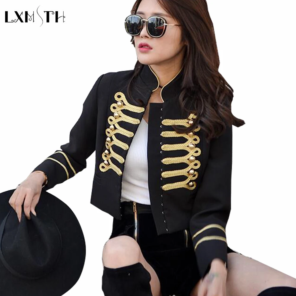 Goede 2018 Koreaanse Mode Borduren Jas Vrouwen Stand Losse Casual Jas Patchwork Slanke Double Breasted Korte Vintage Jas Knoppen