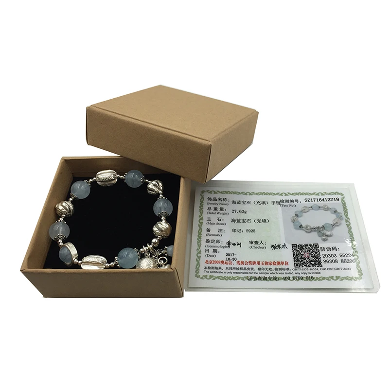 Sinya Natural Aquamarine Bracelet in 925 sterling silver blue crystal elastic bangles for Lover women ladies Mum best gift 2018  (21)