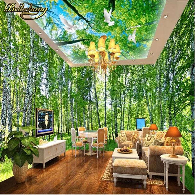 

beibehang Countryside Birch Grove Space Whole House Backdrop mural wallpaper for living room photo murals wall paper 3d flooring