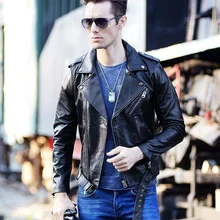 Фирменный крутой стиль размера плюс, мужские тонкие куртки, куртка из натуральной кожи. Моторное пальто, распродажа. Байкерская куртка из воловьей кожи