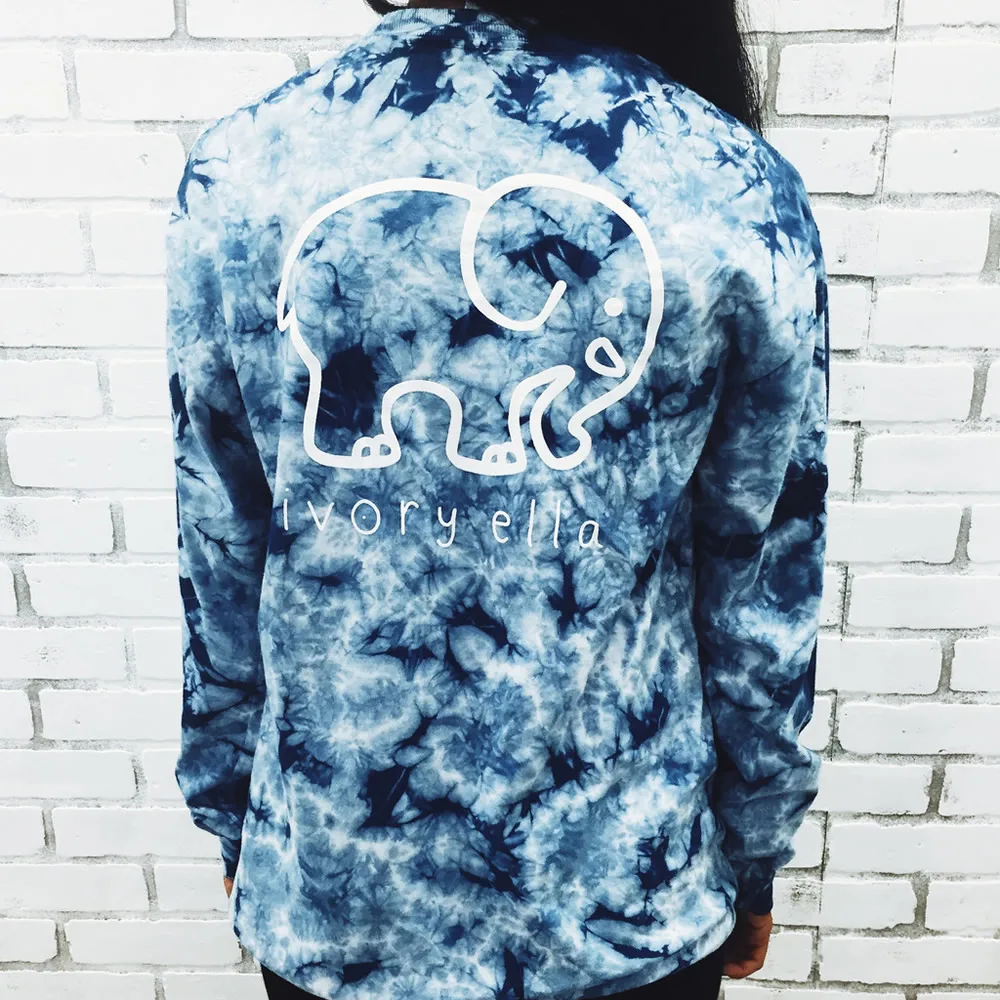 2017 Summer T Shirt Women Long Sleeve Tie Dye Elephant Print Best Friends T Shirt Streetwear Ladies Blusa Tops Tee Shirt Femme Tops