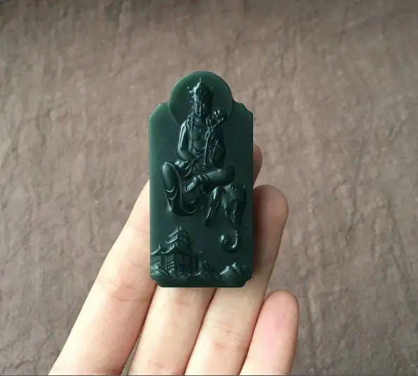 Серый Hetian Yuqing Yupuxian кулон «Бодхисаттва» кулон является покровителем Святого дракона и змей ювелирные изделия hp50 - Цвет камня: Серый