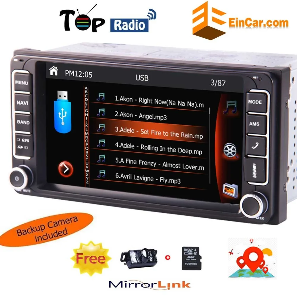 

Car Media Player 2 Din MP5 Video Player Support Bluetooth Handsfree Calls Mirror link for Android Phones in Dash GPS Navigation
