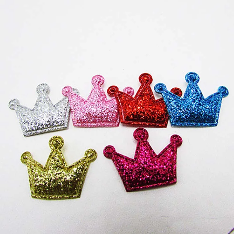 

Free shipping 2*1.5cm 100pcs gold crown patches glitter Felt Appliques for clothes Sewing Supplies diy craft ornament
