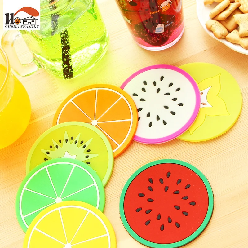 

Fruit style Durable Silicone Round Heat Resistant Mat Coaster Cushion Placemat Pot Holder Coffee Table Cup Mats Pad Kitchen Tool