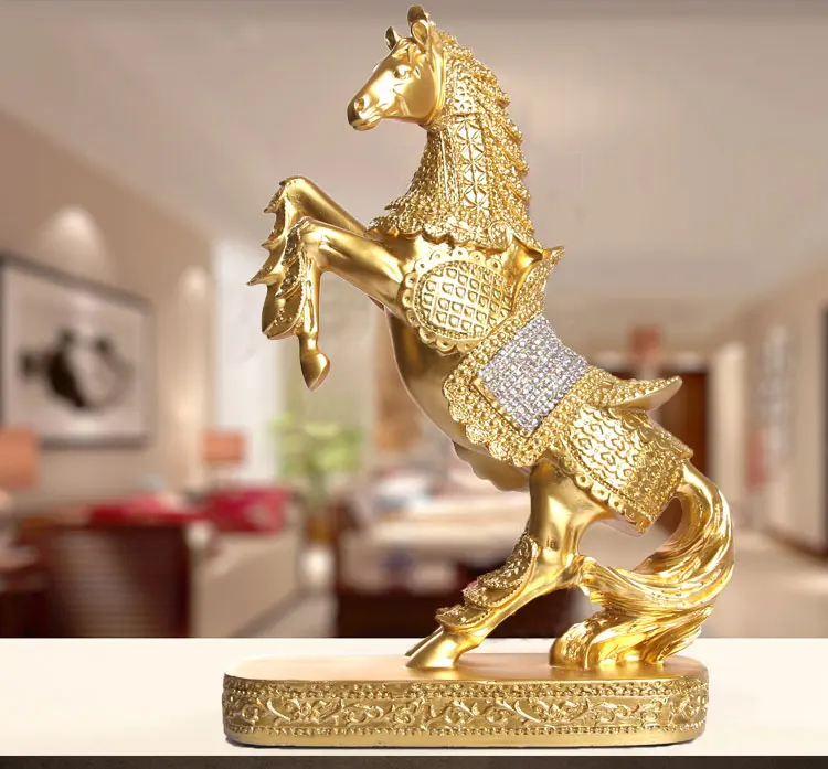 New Style Golden Horse Artcraft Resin Jumping Horse 21x9x30cm Ornaments