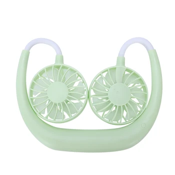 

HOT！-Sports Fan Hanging Neck Outdoor Sports Fan Usb Charging Desktop Fan-Green