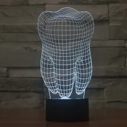 3D зубы красочные светодиодные градиент Ночная Иллюзия видение стерео USB красочная настольная лампа