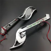 For Motorcycle Harley Dyna Wide Glide CHROME LED Turn signal Hurricane style mirrors
