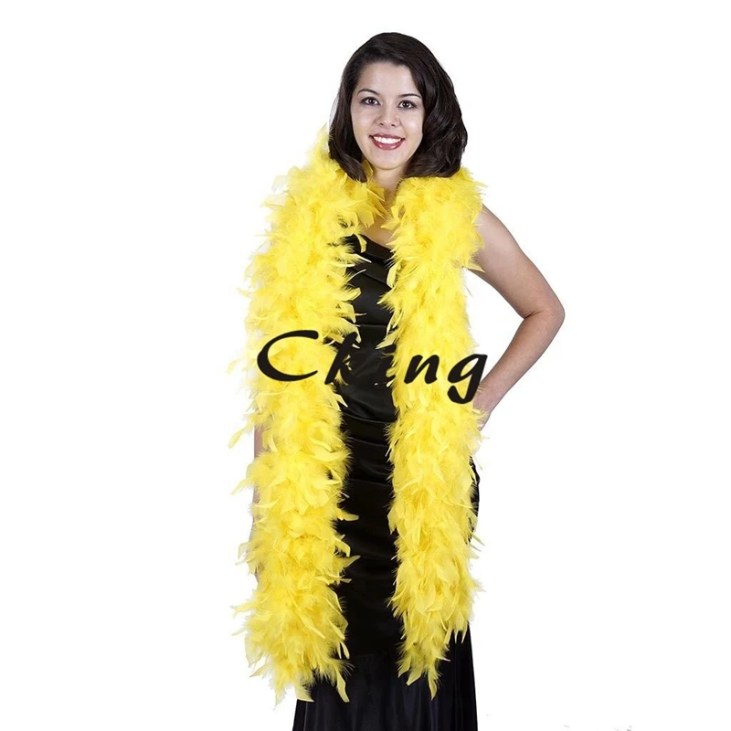 Buy Free shipping 10pcs Yellow Feather Boas 80gram