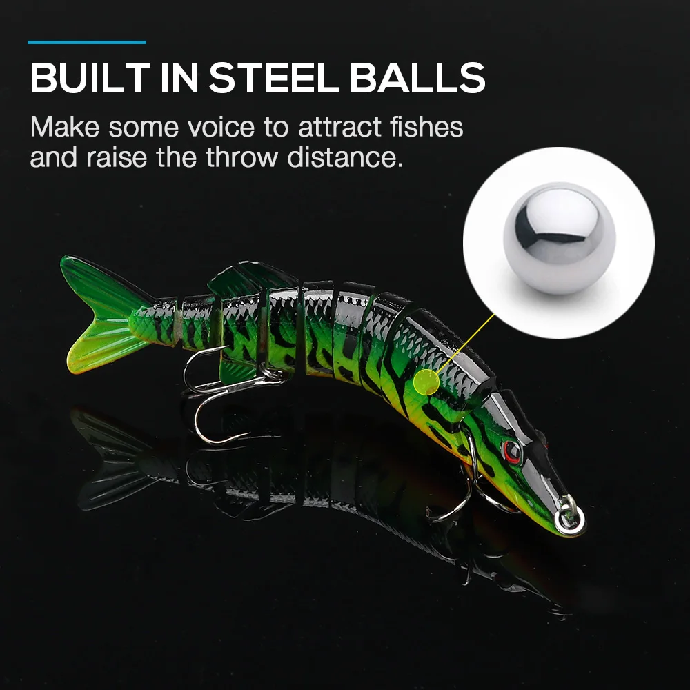 VTAVTA 12.5cm 20g 9-segement Swimbait Pike Wobblers Crankbait Fishing Lure Multi Jointed Hard Bait Musky Sinking Isca Artificial