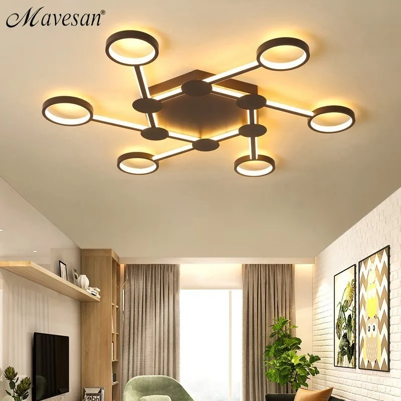 

Modern Led ceiling Chandeliers Lights For Living Room Dimmable With Remote Metal Frame Coffee Lamp Bedroom Lighting Fixtures